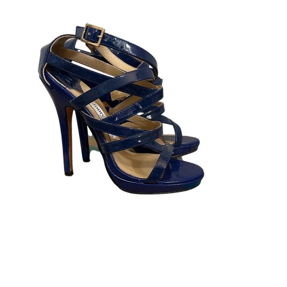 Jimmy Choo Blue Pantent Leather Heels Strappy Size 8 - Picture 3 of 10